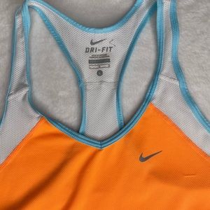 Nike Dri Fit Racer back tank top orange blue SZ L